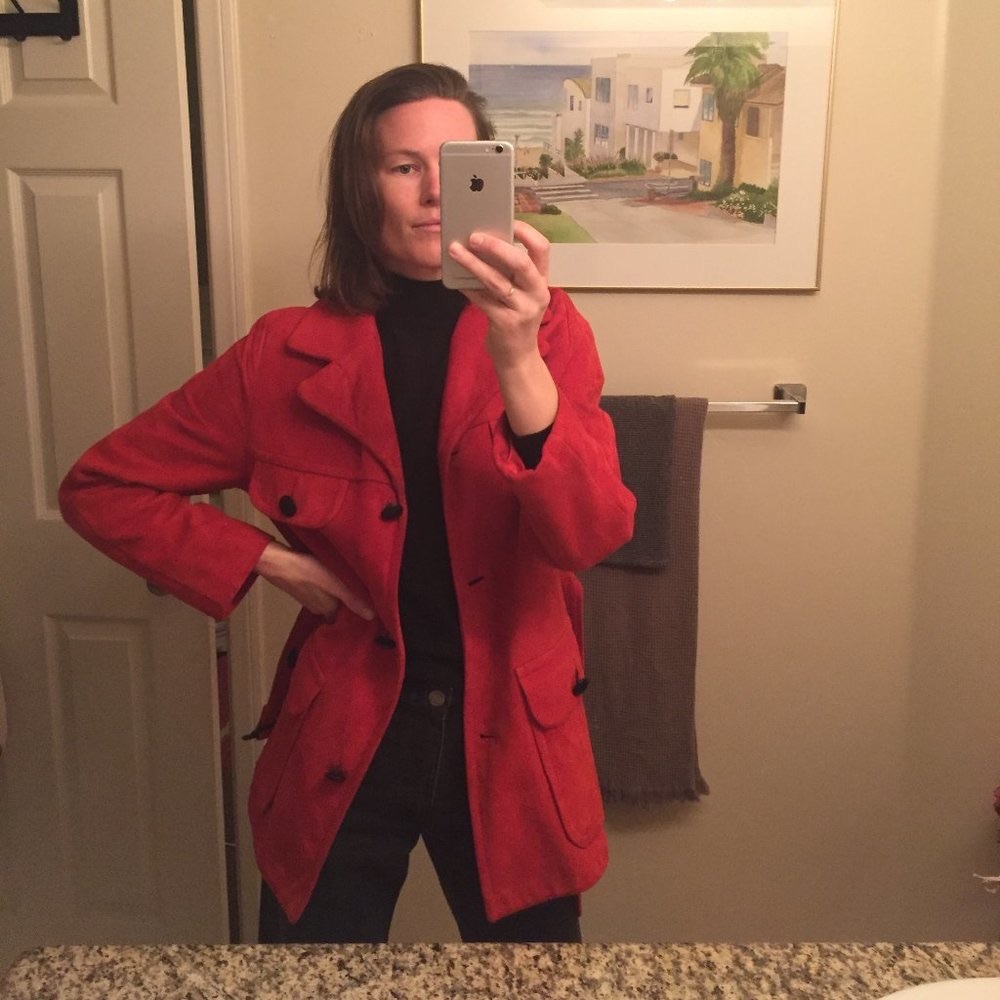 Vintage Suede Belted Jacket - Size Medium